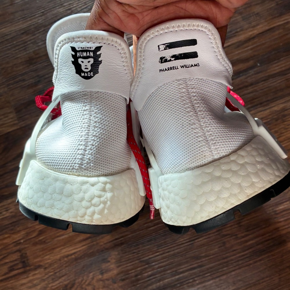 Adidas Pharrell Williams Human Made Hu NMD Shoes Mens Size 10 White Red EF7223 - Picture 5 of 10
